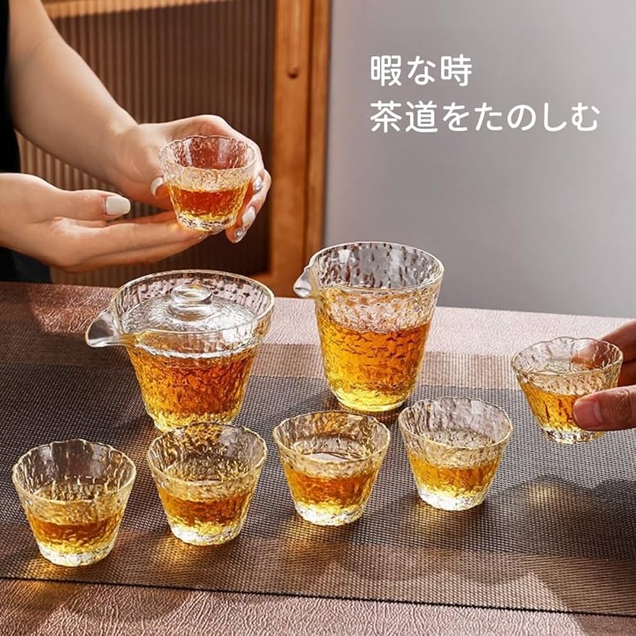Amazon.co.jp: ティーセット品茗杯 湯呑み 6客セット ガラス茶具